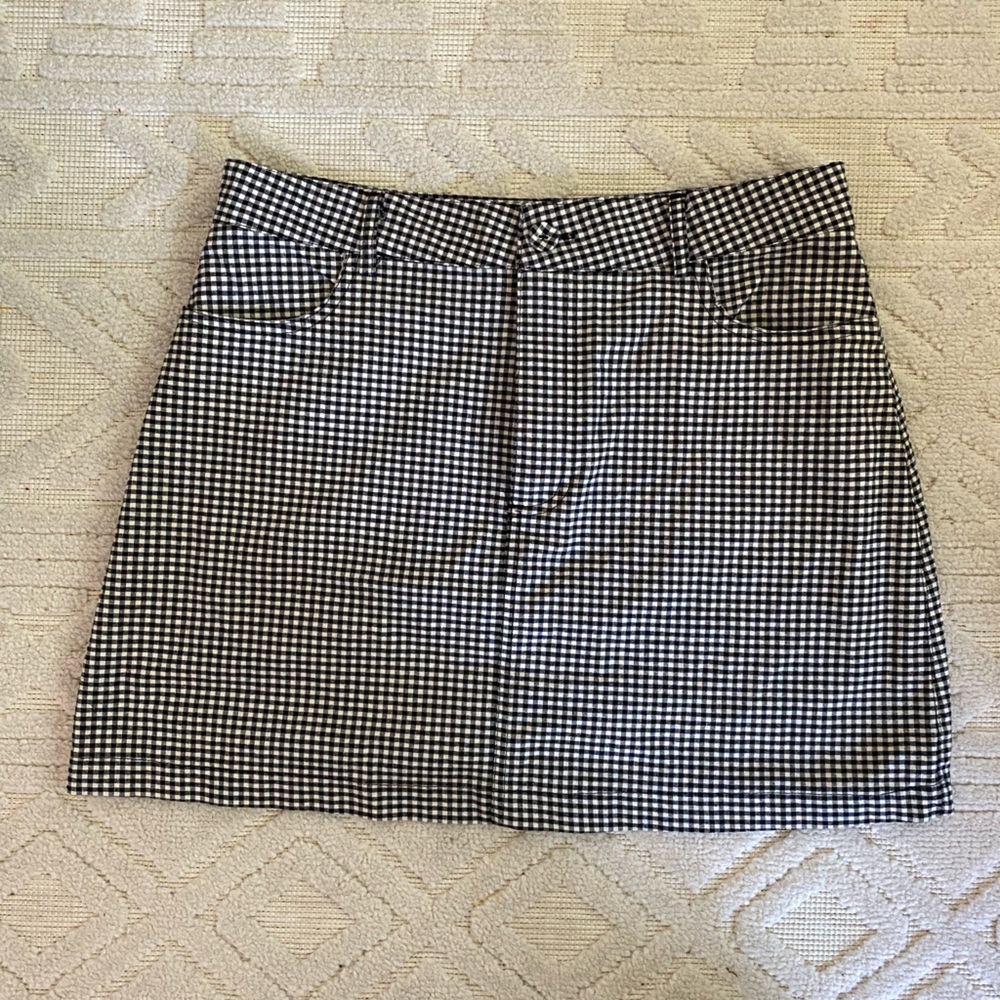 Black and white checker mini skirt